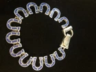 VTG. SILVER TONE BLUE ENAMEL HORSESHOE BRACELET 7"