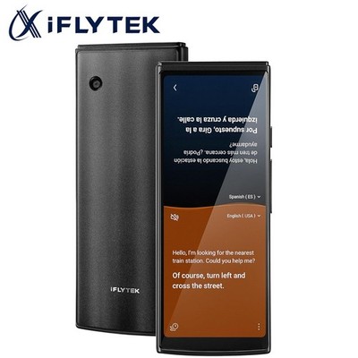 iFLYTEK AI Smart Language Translator 60 Languages Real-Time Split-Screen Black