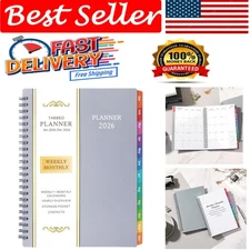 Stylish Gray 2026 Planner - Monthly Overview, Weekly Spreads, Ideal for Students