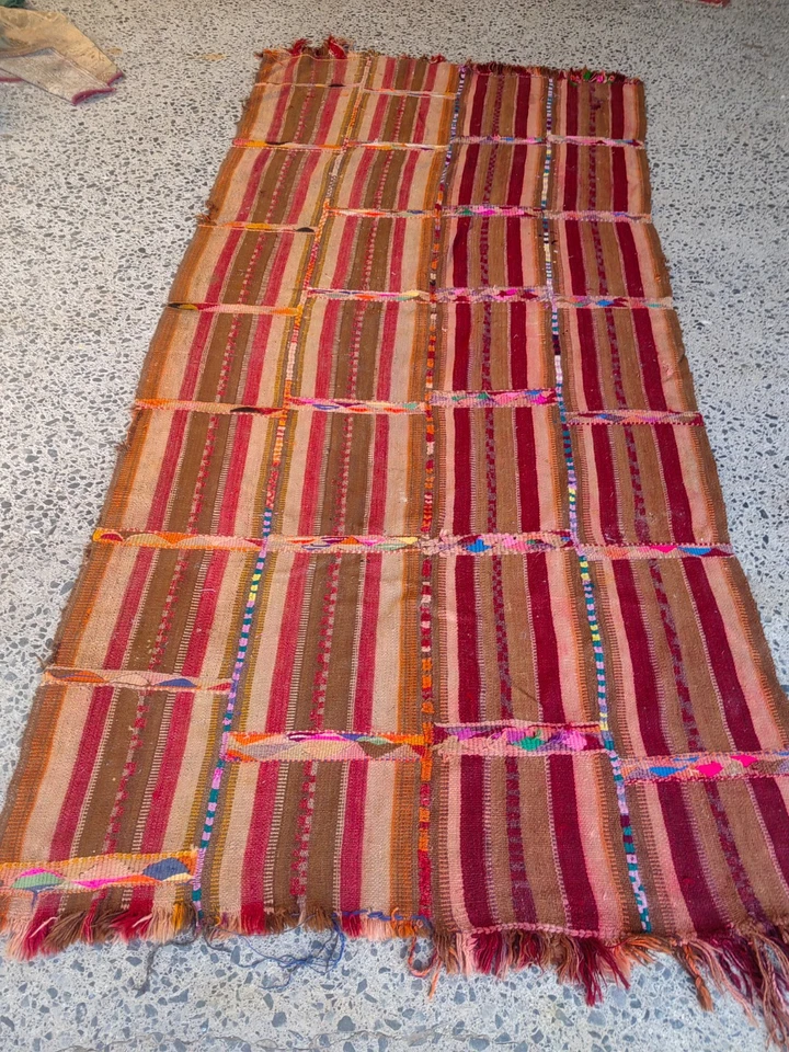 Vintage Turkish Kilim Rug 4.5x10 ft | Handmade Wool Large Tribal Carpet - Image 3 of 4