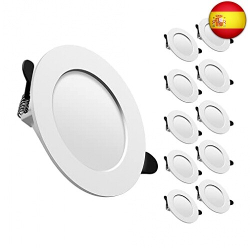 Downlight LED Techo Empotrable, 7W 700lm Luz Blanco Neutra 4500K, Redondo
