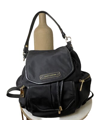 Juicy Couture Black Leather Flap Backpack with Gold Hardware Juicy Couture | Bags | Love Never Dies Juicy Couture Back  main image 3