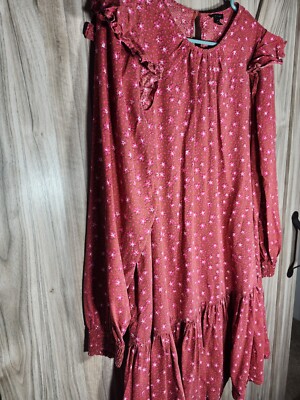 Ann Taylor Red And Pink Floral Dress Long Sleeve Medium Tall | eBay