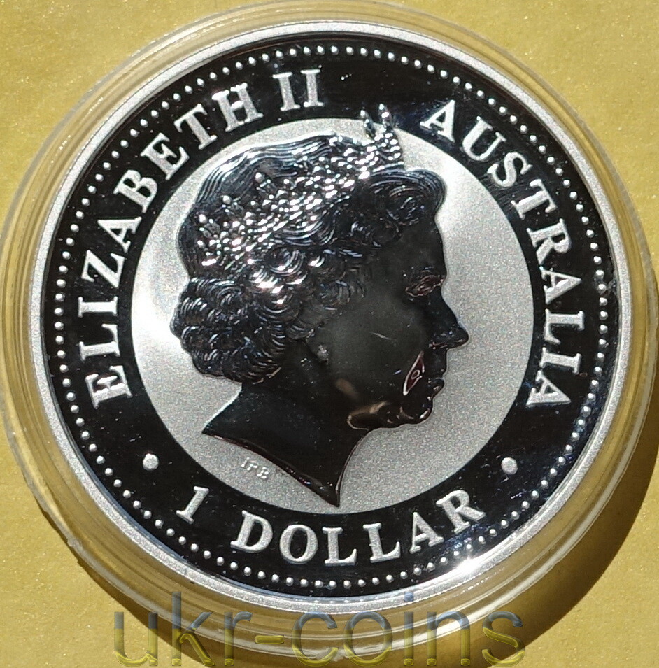 2005 Australia $1 Lunar I Year of the Rooster 1 Oz Color Silver Coin ...