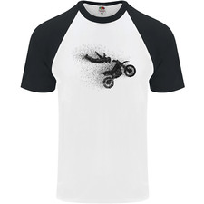Abstract Motocross Rider Dirt Bike Mens S/S Baseball T-Shirt
