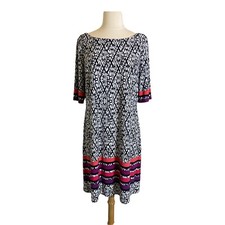 Eliza J Women 14 A Line Dress Striped Pink Purple Career Wear Office Work Wear