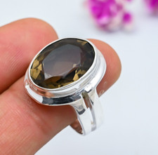 Smoky Topaz Gemstone Handmade 925 Sterling Silver Jewelry Ring For Women Gift