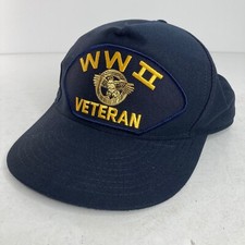 Vintage WW2 WWII Veteran Snapback Hat Military Patch Cap Eagle Crest USA MADE