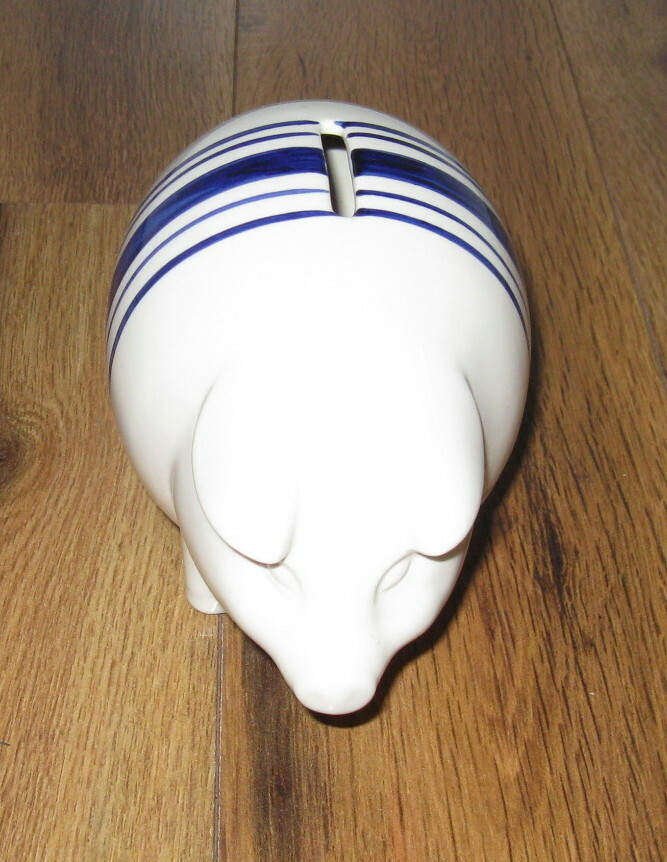 Ralph Lauren White Ironstone Farmstead Ticking Blue Stripe Piggy