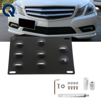 License Plate Cover Dewhel Front Bumper Tow Hook License Plate Mount Bracket Bolt On No Drill Relocator Hole Adapter Support Holder For Mercedes W204 C- Class W212 E-Class License Plate Holder - Foto 12
