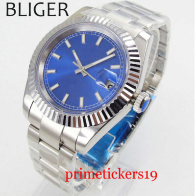 MIYOTA PT5000 Automatic men's watch 36mm BLIGER Blue Dial White Marks Date