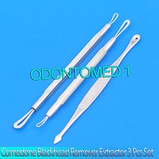 Comedone Blackhead Remover Extractor 3 Pcs Set Spot Blemish Acne Pimple Facial