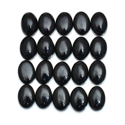 Lot De 10 Cabochons Onyx Noir Naturel Poli - Pierre Précieuse Ovale 9x7mm