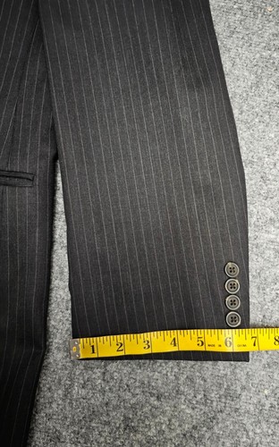 Chaps Mens Blazer Jacket Size 44L Dark Grey 100% Wool Stripe Jacket - Picture 14 of 15
