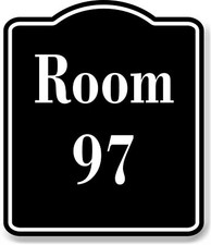 Room 97 Number Building BLACK Aluminum Composite Sign
