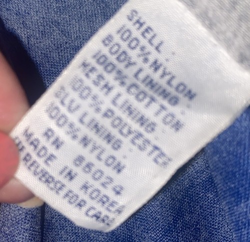 VIntage Perry Ellis America Windbreaker Rain Jacket Zip Snap Blue White Logo L - Picture 17 of 22