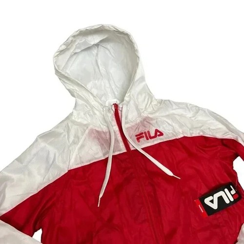 Fila Women’s Sally Sail Windbreaker Logo Hoodie Full Zip Performance Workout, Lg - Picture 3 of 4