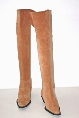 JEAN PAUL BARRIOL ACCESSOIRE Bottes Genoux Pointues Daim Camel T 36 TBE - Photo 1/4