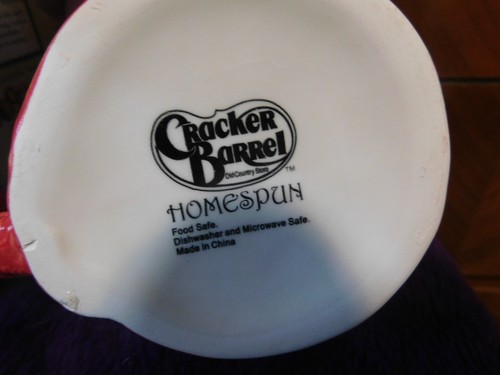 Cracker Barrel Homespun Christmas Snowman Mug w/ Spoon Hot Chocolate Cup Coffee - Picture 7 of 8
