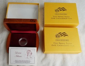 2008-W $10 UNC Gold Louisa Adams First Spouse OGP & COA - NO Coin (item X20)