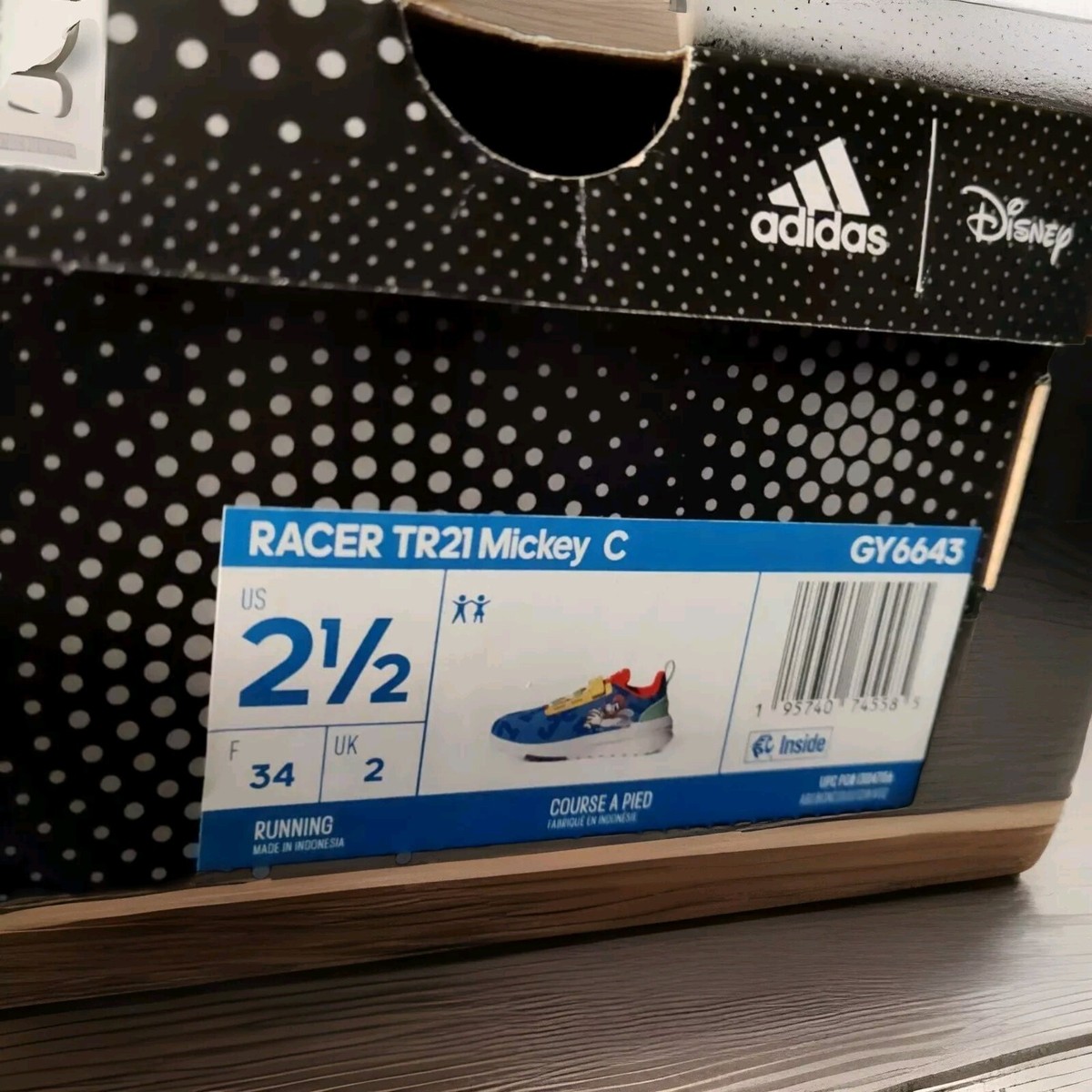Adidas Disney Racer TR21 Kids Shoes Size 2.5 (GY6643) -preowned