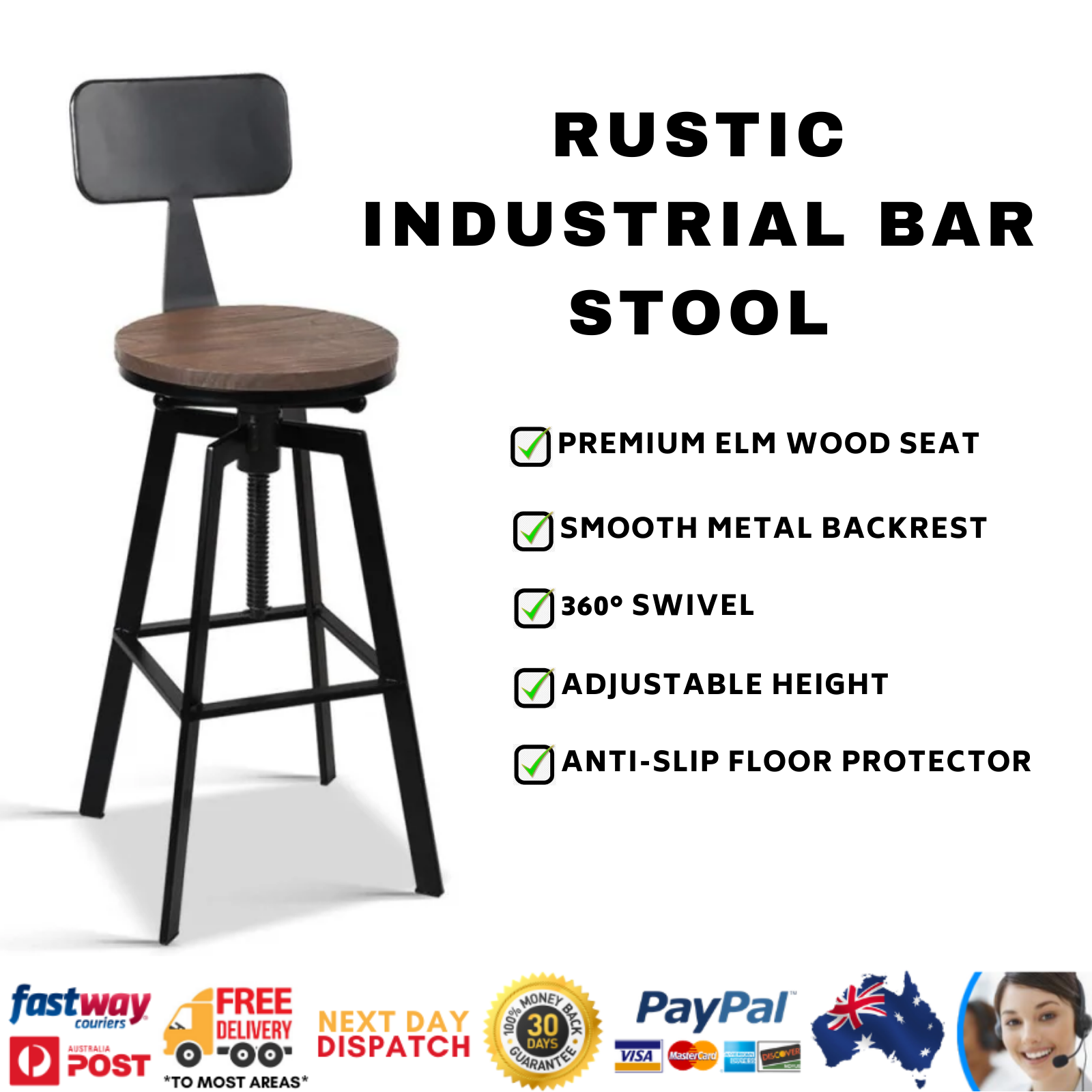 adjustable rustic bar stools
