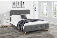 Julian Bowen Astrid Mid Grey Linen Fabric Upholstered Bed 4FT6 Double 5FT King
