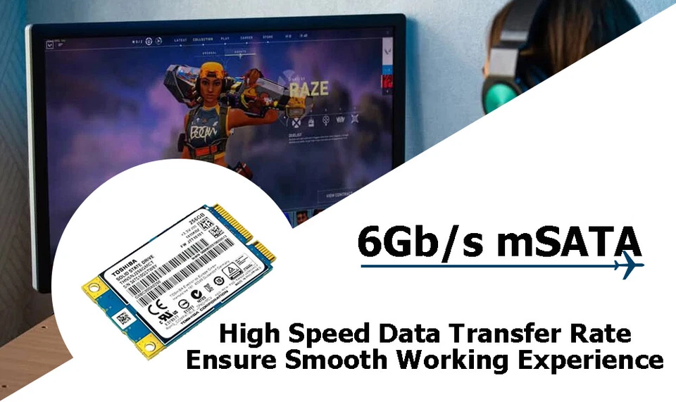 Toshiba Internal Hard Drive SSD 1.8-inch 256GB mSATA 6Gb/s 3.3V THNSNJ256GMCY - Image 2 of 3