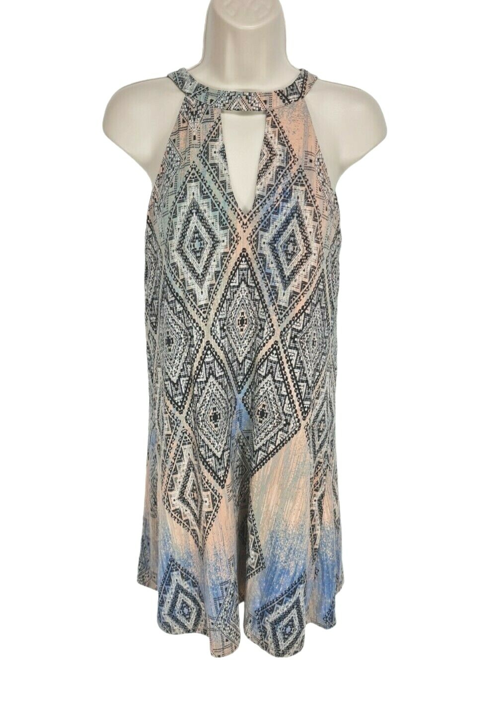 Tart Jersey Floral Shift Mini Dress Sleeveless Hight Neck Women Size XS Pullover