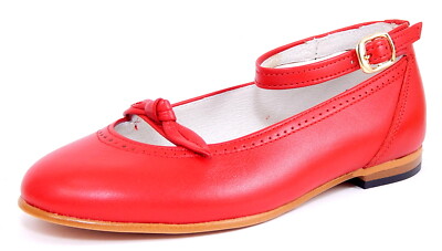 DE OSU -Spain -Girls Red Leather Dress Ankle Strap Party Shoes -European -Sz 10