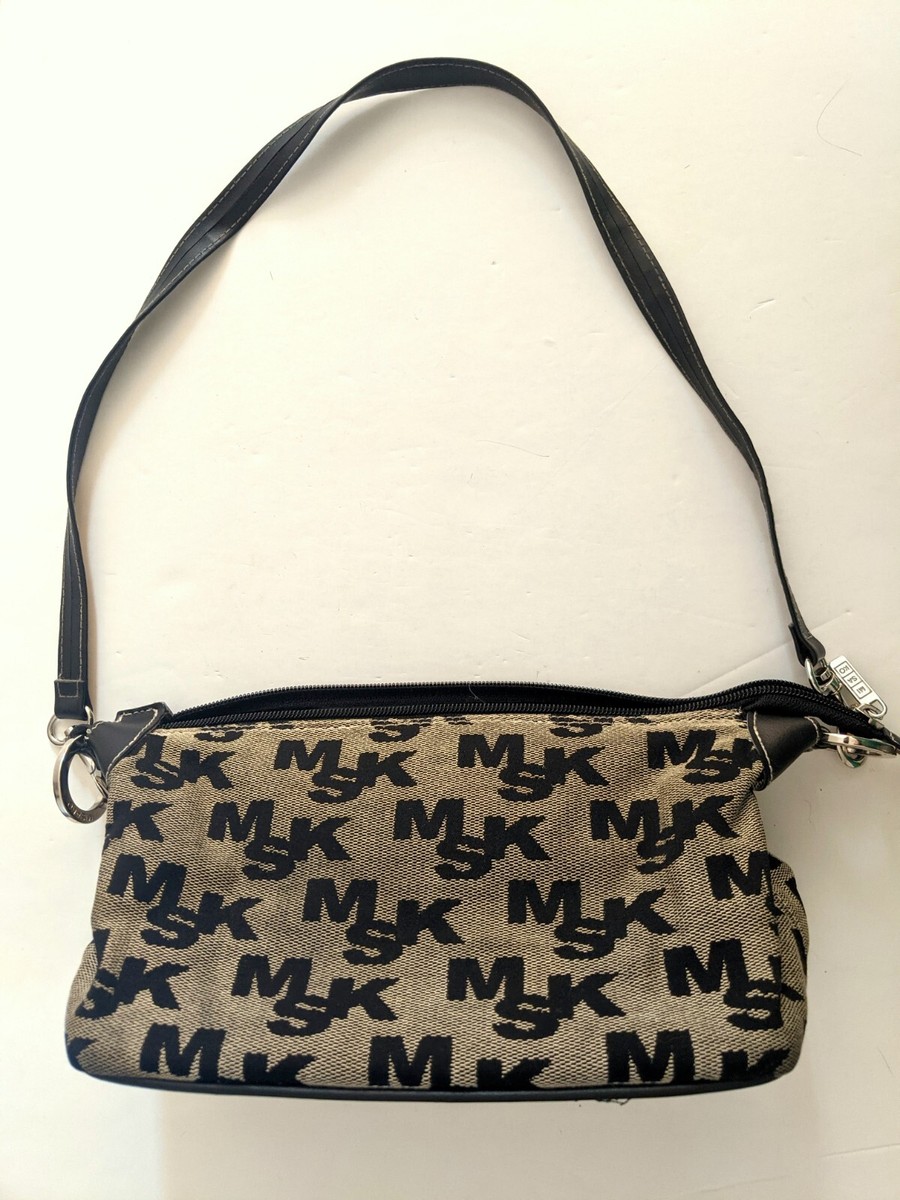 MIsako MSK Beige Black Removable Shoulder Strap Clutch Bag Handbag 23 x  14 cm