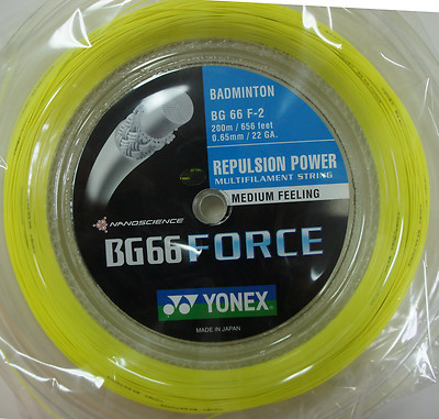 YONEX Badminton String BG66 Force BG 66 F, 200 m, YELLOW, Maximum