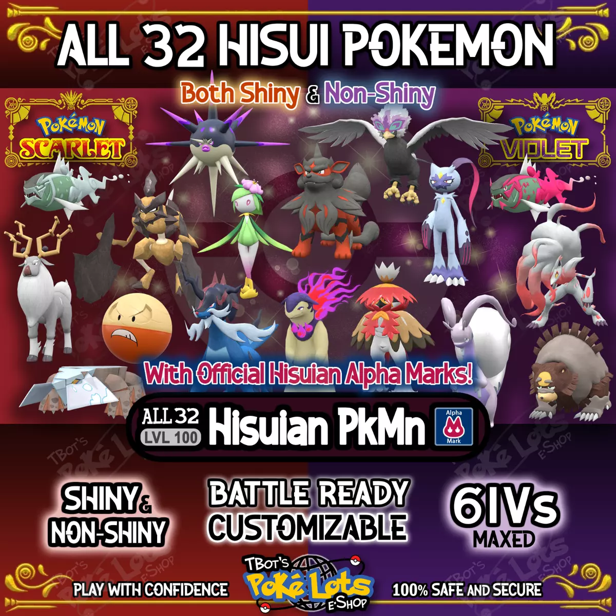 Shiny 6IV Hisuian Pokemon 25 PCs Bundle for Legends Arceus