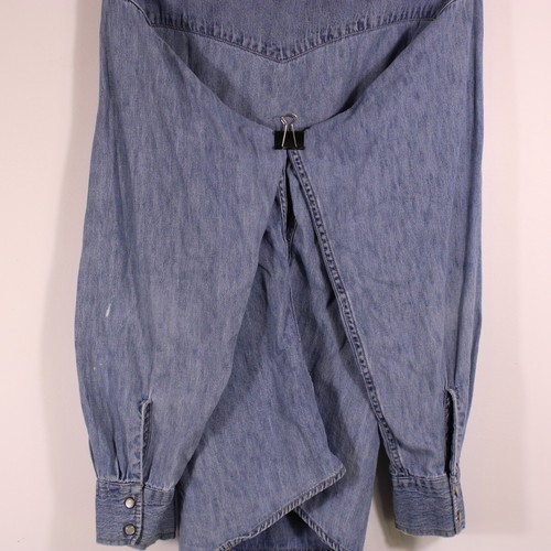 Route 66 Shirts Mens Sz L Blue Denim Western Pearl Snap Button Orange Tab Collar - Picture 15 of 16
