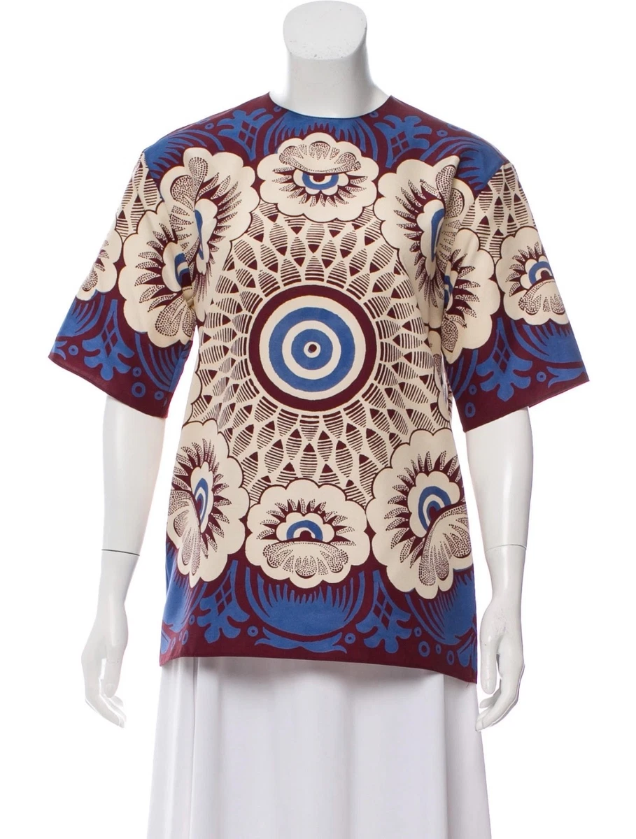 VALENTINO GARAVANI Ivory cotton T-shirt with Chez Valentino floral motif