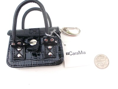 JEWELLERY KEY BAG RING POUCH DESIGNER CARA MIA MINI KEYS TINY HANDBAG BLACK