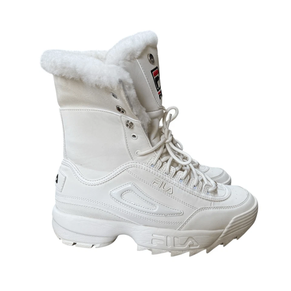 Fila Disruptor Shearling sneaker Boots chunky sole plush faux-fur lining size 10 - Image 2 of 4