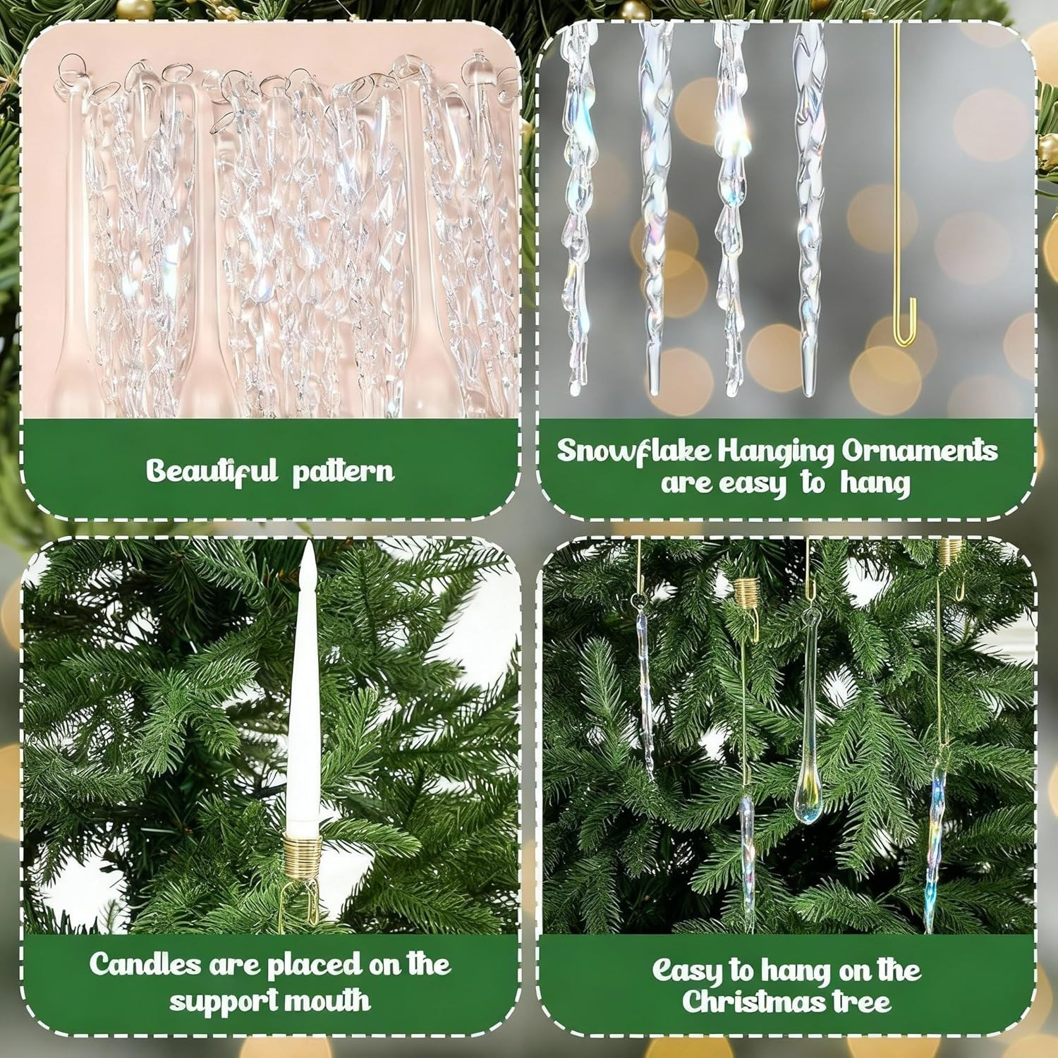 20 Sets Christmas Tree Candle Holders, Metal Christmas Candle Holders with Ac...