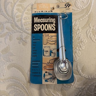 Vintage Foley Long Handled Aluminum Measuring Spoon Set NOS Dead Stock