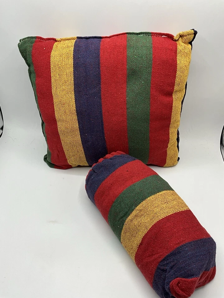 1pc Striped Casual Hanging Chair Hammock (Including Pillow)canvas Swing Suitable - Image 3 of 4