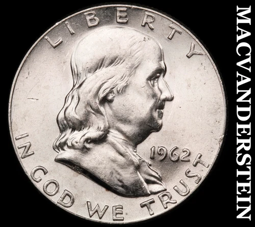 1962-D Silver Franklin Half Dollar - Choice Gem Brilliant Unc++ Lustrous  #G6355