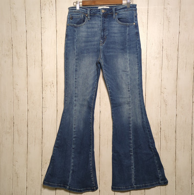 Kancan High Rise Flare Jeans Blue Stretch Bell Bottom Size 11 30 Hippie Boho