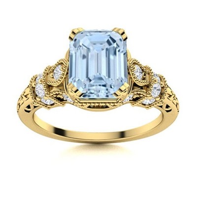 Sterling Silver Aquamarine Stone New Solitaire Throat Chakra Ring Jewelry