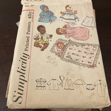Simplicity 4723 20" Baby Doll Clothes CUT Vintage