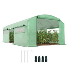Polytunnel Greenhouse 6 x 3 x 2m Walk In PE Cover Steel Frame Green Garden