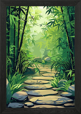 Bambus Zen Garten Japan gerahmtes Wandbild Poster Leinwanddruck Bild