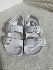 Toddler Girls Size 8 White EVA Double Buckle Slide Sandals Waterproof