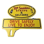 Vintage Syrups and Seltzers License Plate Topper - Sign Ad on Automobile Topper