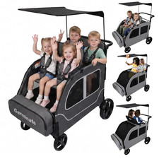 4 Seater Wagon Stroller, Large Quad Wagon for 2 3 4 Kids Baby Toddler Child w/Se