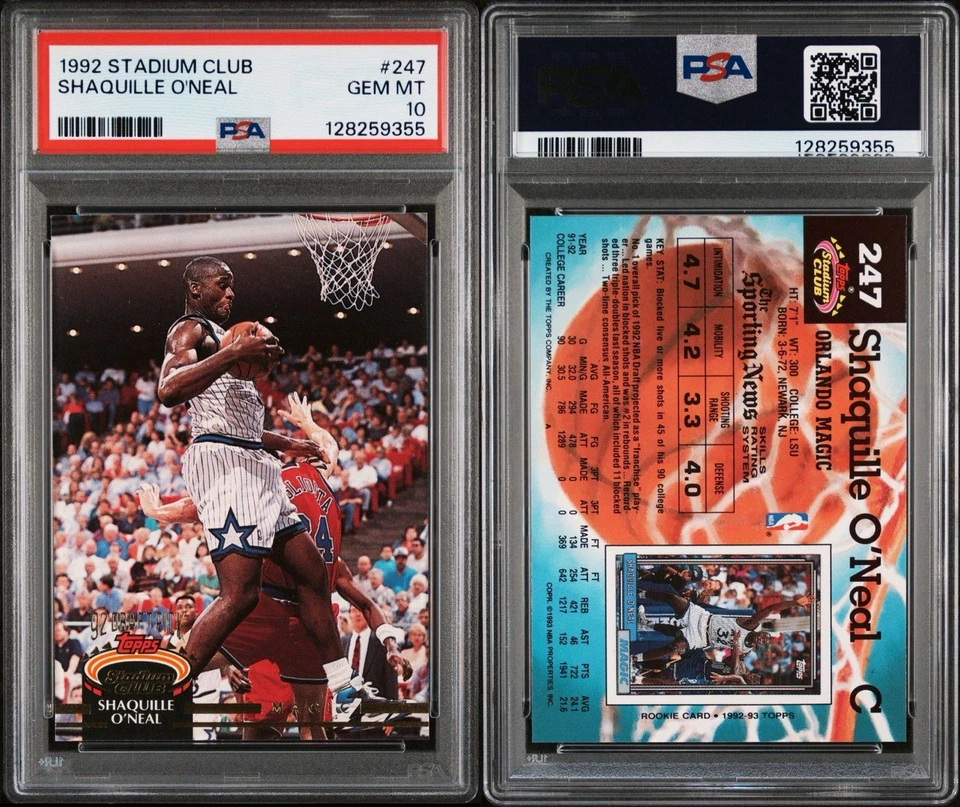 1992-93 Topps Stadium Club Baloncesto Shaquille O’Neal RC - PSA 10 - Magic  Foto 3 de 3